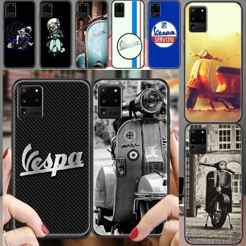 Vespa Scooter Motorcycle astronaut Phone case For Samsung Galaxy Note 4 8 9 10 20 S8 S9 S10 S10E S20 Plus UITRA Ultra black