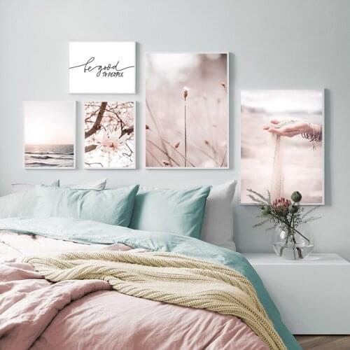 Flower Grass Magnolia Dandelion Sea Sand Wall Art Canvas Painting Nordic Posters And Prints Wall Pictures For Living Room Decor