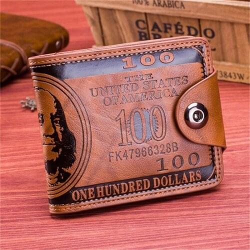 Dollar Pattern Card Holder Men Wallets Cash Clutch Pocket Fashion Short PU Leather Coin Purse 2 Colors