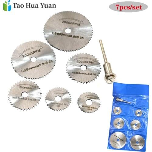 7pc HSS Multi-Size Circular Saw Blade Rotary Tool For Dremel Metal Cutter Power Tool Set Wood Cutting Discs Drill Mandrel Cutoff