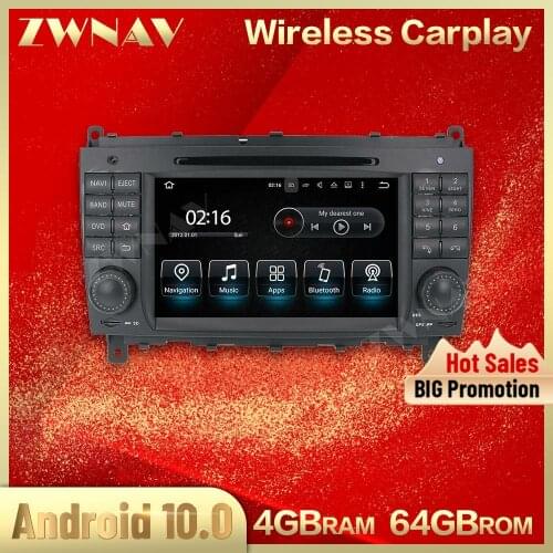 For Benz C- W203 2004-2007 CLK W209 2004-2005 64G Android 10.0 Screen Multimedia Player Radio Stereo Cassette Recorder Head Unit