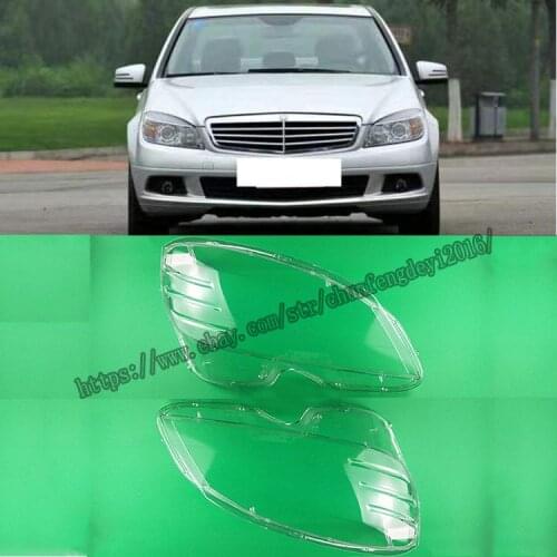 For Mercedes-Benz C Class W204 2007-10 2pcs Pair Headlight Lenses Headlamp Cover Car modification accessories