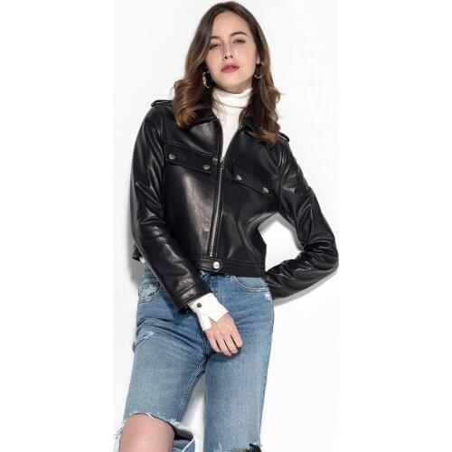 Sheepskin Coat Female Streetwear Bomber Jacket Spring Autumn Jacket Women Real Leather Jackets Chaqueta Mujer MY4233