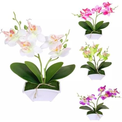 1PC Artificial Bonsai Artificial Butterfly Orchid Bonsai Fake Flower With Pot Home OFFICE Table Decoration