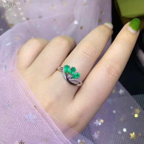 Graceful new green emerald gemstone silver ring for women king as gift crown ring natural gem good color exquisite ornament gift