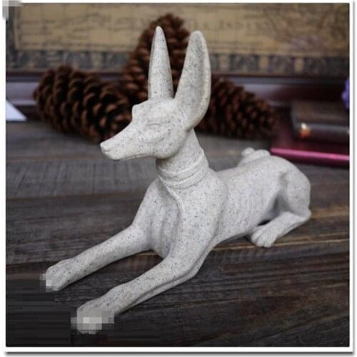 CREATIVE ANCIENT EGYPT ANUBIS WHITE SAND ART SCULPTURE DOG GOD FIGURINE RESIN CRAFTS DECORATIONS FOR HOME R3699