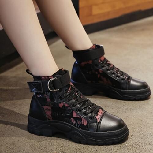 Women Sneakers Outdoor Lace-up Trend Woman Fashion Sneaker Vulcanized Shoes Zapatillas Mujer 2019 Women Sneakers Rubber R4-04
