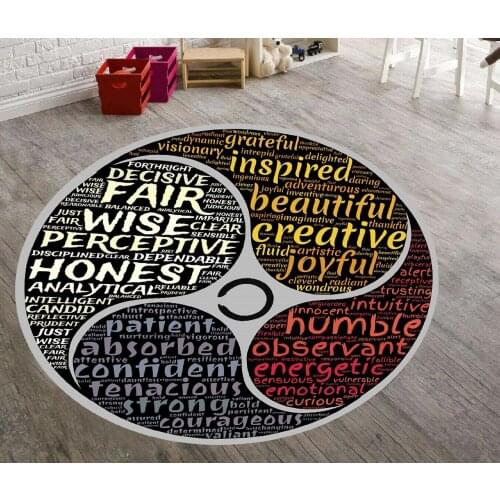 Wisdom Patterned Round Carpet,Non Slip Floor Carpet,Kitchen Rug,Teens Carpet,Corridor Rug, area Rug Modern Carpet