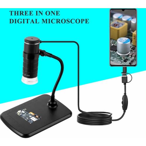 Three-in-one mobile phone microscope type C Android computer digital microscope children microscope USB microscope camera NEW