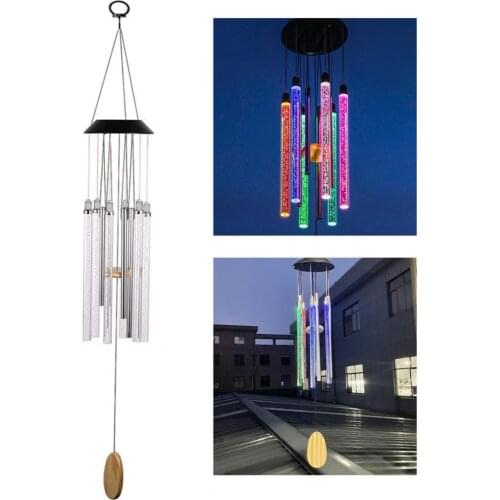 Multicolor Good Solar Powered Wind Bell Lamp Practical Wind Chime Light Eye-catching for Household