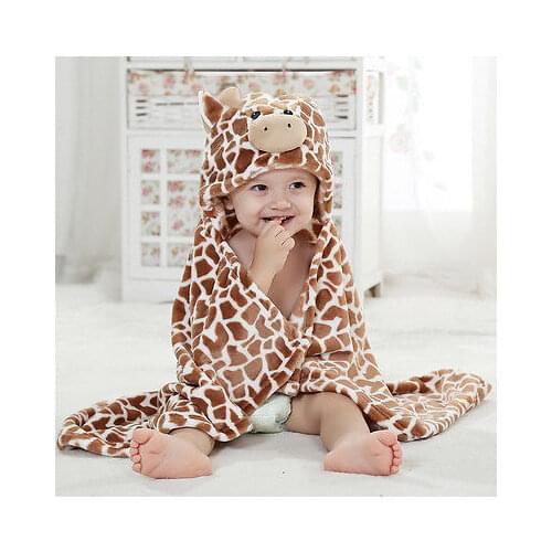 Cartoon Giraffe Bear shaped infant toddler kids children boy girl Baby Hooded Bathrobe shower Soft Infant Newborn Blanket