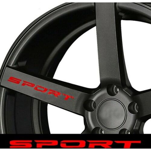 New 4 Pcs Car Sticker Sports Font Car Body Sticker Auto Door Rims Wheel Hub Racing Decal Exterior Accessories Auto Products