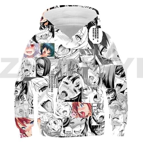 New 3D Print Clothes Ahegao Hoodie Men Streetwear Children Anime Hentai Senpai Oversized Pullover Kids Sweatshirt Kawaii Clothes