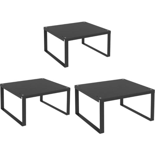 New Minimalist Black Metal Cabinet Shelf Organizers Stackable Counter Shelves for Kitchen Office Study Bedroom Expandable and