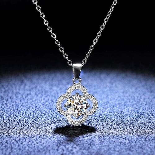 Inbeaut 18K White Gold&925 Silver 1 ct Princess Sparkling Excellent Cut D Color Pass Diamond Test Moissanite Pendant Necklace