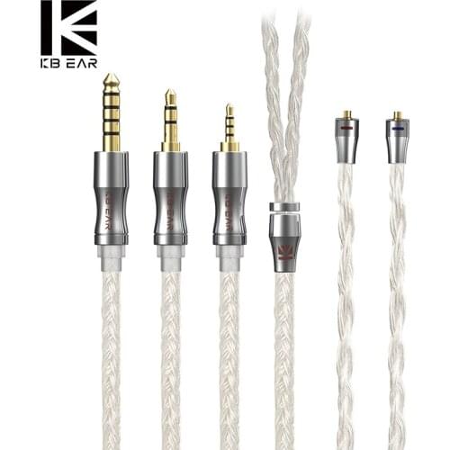 KBEAR Expansion 4N Silver Plated Upgraded Cable widely compatible With 2.5mm/3.5mm/4.4mm Headphone Copper Plated Splitter plugs
