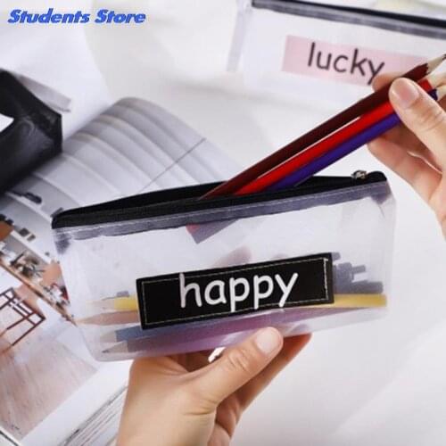 Transparent Pencil Case Mesh Pencil Bag For Kids Gift Office School Supplies