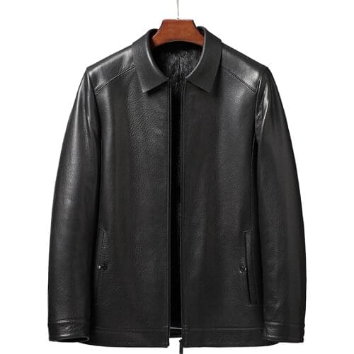 2021 Full Pelt Luxury Mink Fur Jacket Male Businessman Formal Turn Down Collar Goat Skin Genuine Leather Mink Fur Clothing