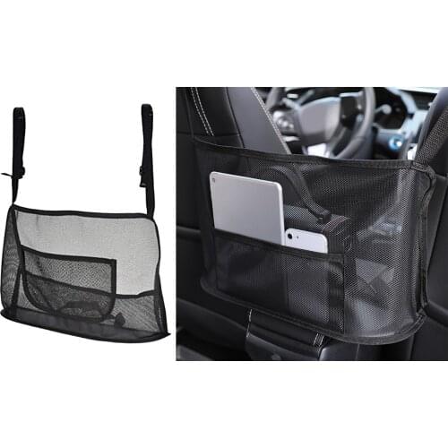 Car Net Pocket Handbag Holder Nylon Between Car Seat Storage Black Mesh 2
