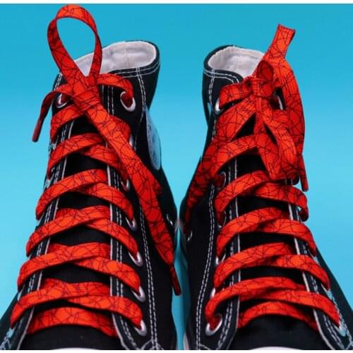Weiou 7MM Heat Transfer Printing Shoelace Red Black Thunder Pattern Lace Unisex For Trendy Shoe Easy Bootslace Walking Soft Cord