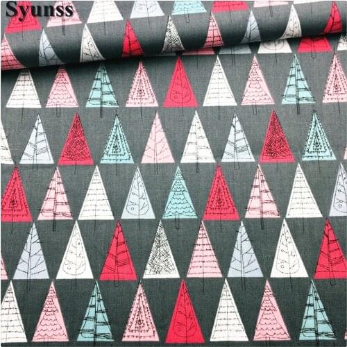 Syunss,Gray Back Red Sapling Printed Cotton Fabric DIY Tissu Patchwork Telas Sewing Baby Toy Bedding Quilting Cloth Craft Tecido