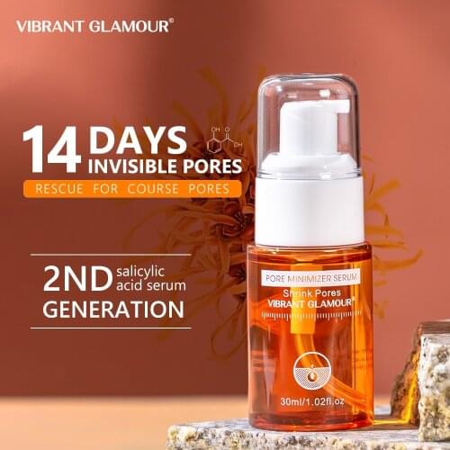 VIBRANT GLAMOUR Pore Minimizer Serum Salicylic Shrink Moisturizing Whitening Oil Control Remove Blackhead Acne Skin Care 30ml