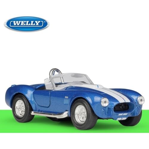 Welly 1:36 Diecat Shelby Cobra 427 S-C 1965 Blue High Simulator Alloy Metal Model Car Pull Back Vehicle