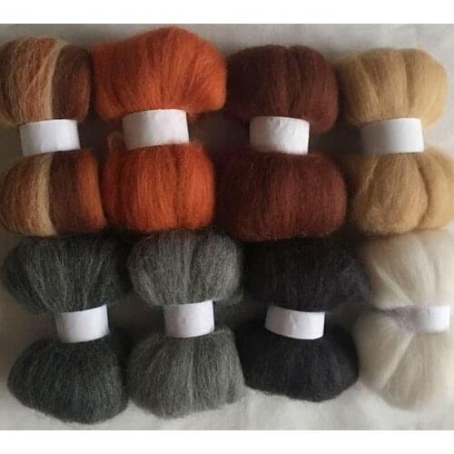 WFPFBEC diy 70S HOME HAND wool for needle felting doll eyes nose mat handle set mix merino wool roving fiber 10g/bag 8 colors