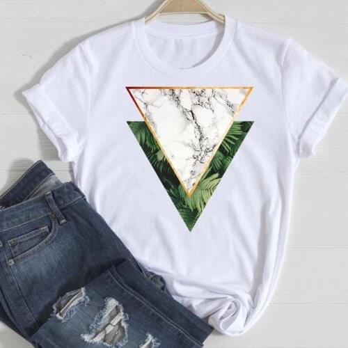 Women Short Sleeve Geometric 2021 New Green Style Summer Female Tshirts Fashion Clothes Graphic T Top Lady Print Tee T-Shirt