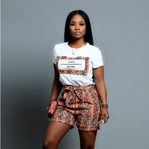 Summer Womens Sets Clothes 2020 New Tracksuit Print T Shirts Short Sleeve T Shirt+Shorts Plus Size 3XL