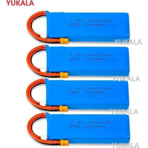 1-4pcs 7.4V 2300mAh 25C Battery XT30 Rechargeable Lipo Battery For Bugs 6 Bugs 8 RC Quadcopter Spare Parts
