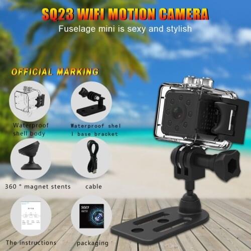 1080P HD SQ23 Mini WiFi Camera Waterproof Sport DVR Night Vision Motion Sensor Video Recorder Micro Cam with Magnetic Bracket