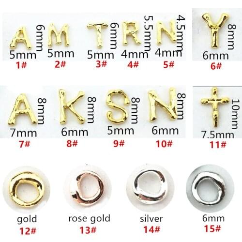 50pcs/pack Japan 3D Nail Art Decorations Metal Nail Accessories Kawaii Letters Nail Parts DIY Charm Alloy Nail Supplies