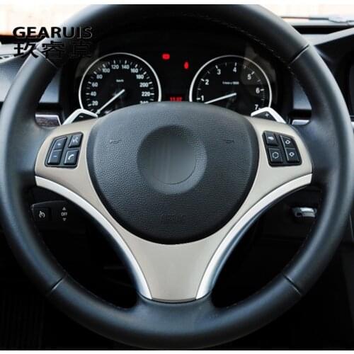 Car Styling For BMW 1 3 Series E87 E90 Carbon Fiber Auto Steering Wheel Buttons Decoration Frame Cover Stickers and decals Trim