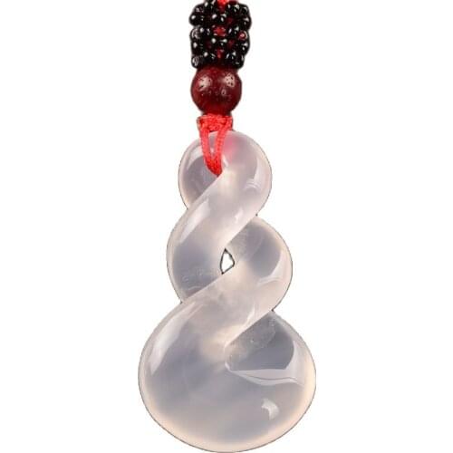 White Chalcedony Double Ring Pendant Fashion Pendant Necklace