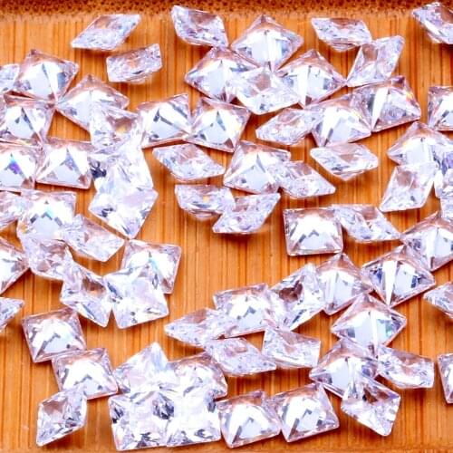 White Square 50/100Pcs/lot Cubic Zirconia Stone Beads 2~10mm And Mix 2-7mm Sizes Loose CZ Zirconia For Jewelry Making Materrial