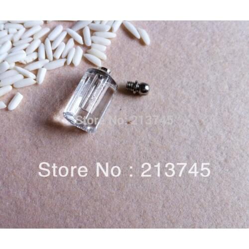 Freeshipping Charm Pink Eight surface column Glass Vial Pendant Micro ial Bottle Screw Cap Pefume pendant
