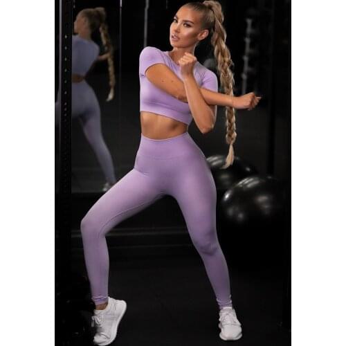 Seamless Fitness Bra Crop Top Short Sleeve Yoga Suit Womens Sportswear Yoga Set Workout Clothes Athletic Wear Sport Gym Legging