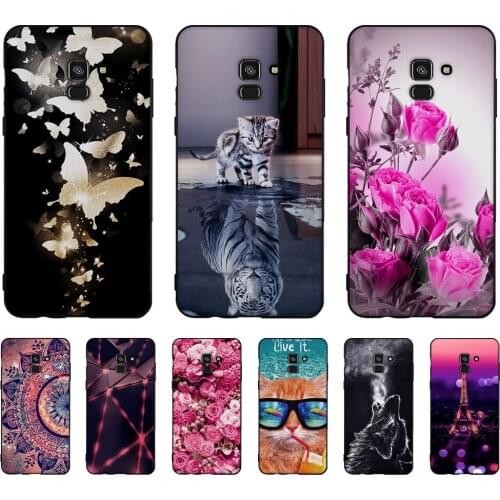 Black TPU Case For Samsung Galaxy A8+ A8Plus A730F 2018 Soft Silicone Cover For Samsung A8 Plus + Animal Cute Phone Shells Bags