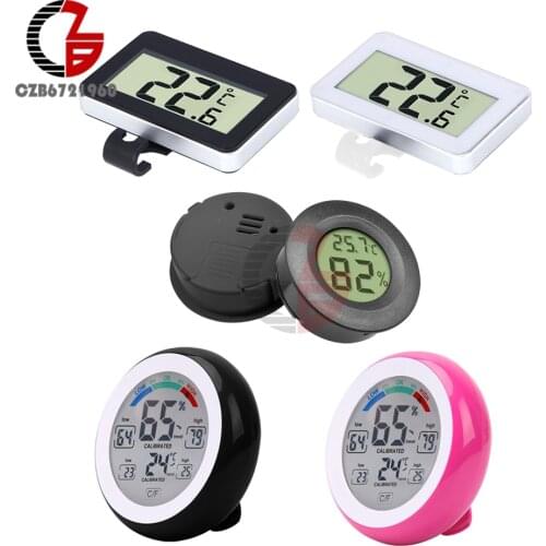 Mini LCD Digital Thermometer Hygrometer Fridge Thermometer Indoor Car Auto Humidity Temperature Tester Detector Magnet Hook