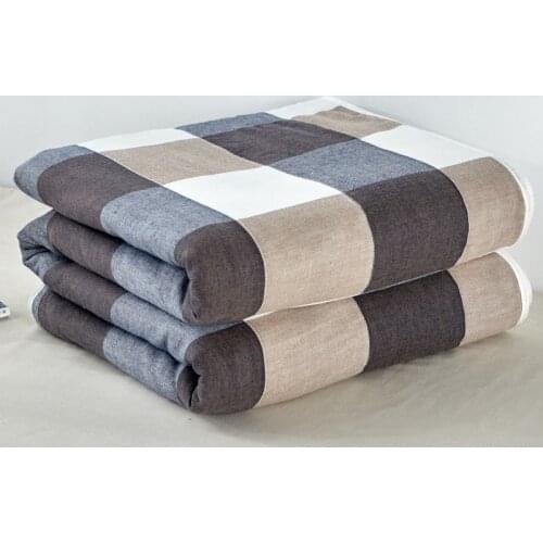 Cotton Bedding Home Blanket Summer Plaid Baby Bedspread Newborn Wraps Bathing Towels Quilt Comforter for Kids Queen/King Size