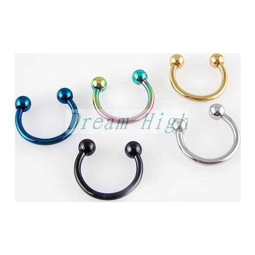 Vacuum Plating Titanium Nose ring lip ring body piercing 316L Surgica steel 100pcs/lot Mixed color Belly Ring 1.2MM 16Gauge BCR
