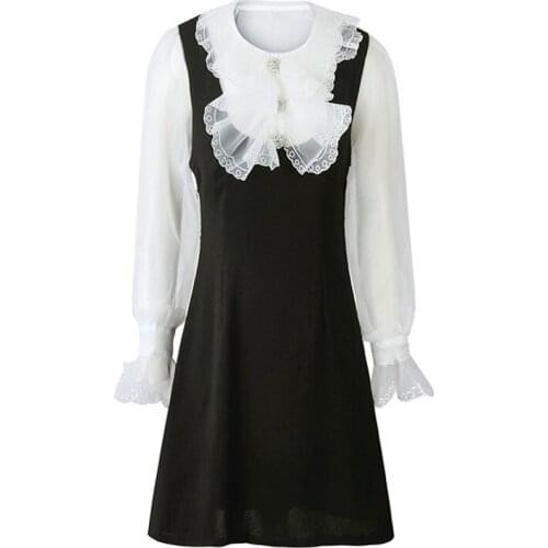 Korean Fashion White Organza Long Puff Sleeve Mini Dresses for Women 2021 Spring Summer Elegant Ladies Office Dress