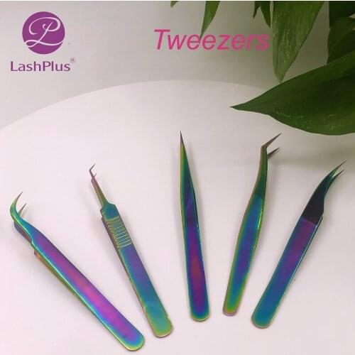 LASHPLUS Eyelash Extension Tweezers Volume Lashes Stainless Steel Tweezer Non-magnetic Eyelashes Tools Professional Makeup Tool