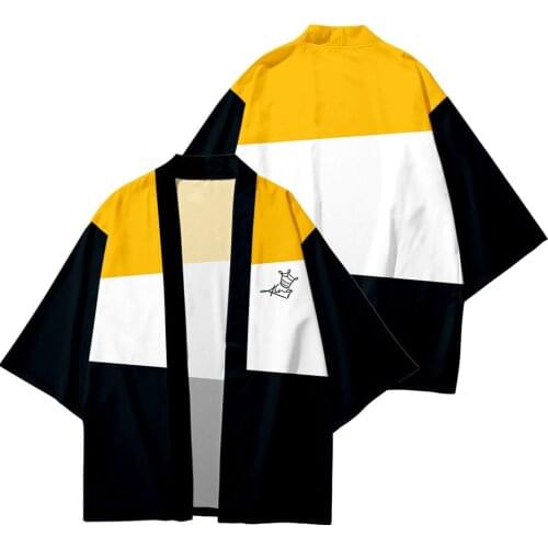 Summer Haori Kimono 3D Color Block Landscape Digital Printing Stitching Seven-point Shirt Japanese-style Robe Cardigan Loose Men