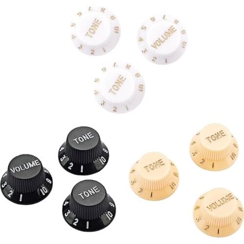 M5TC 3PCS Guitar Knob Plas-tic Top Hat Guitar Volume Tone Control Knobs Amplifier Knobs for S-trat Guitar Yellow/Black/White