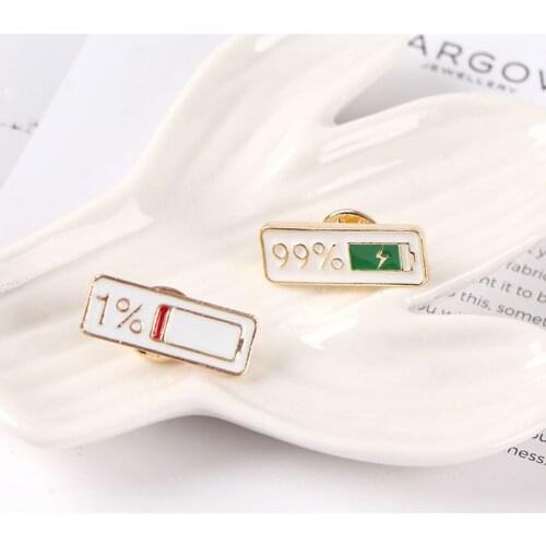 2Pcs Cute Enamel 1% 99% Power Brooch Childhood Button Laple Pin Denim Pin Badge Gift Creative Jewelry