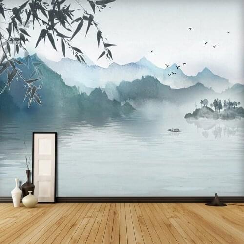 Custom Wall Cloth New Chinese Ink Landscape Bamboo Photo Mural Wallpaper Living Room Bedroom Restaurant Wall Covering 3D Decor