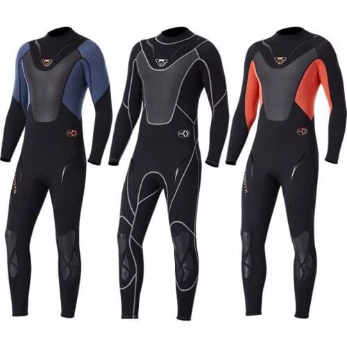 Full Wetsuit Men Premium 3mm Neoprene Diving Suit Surfing Snorkeling Scuba Diving Swimming Long Wet Suit Back Zipper Black