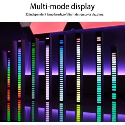 2021 New Car Sound Control Light RGB Voice-Activated Music Rhythm Ambient Light With 32 LED 18 Colors Car Home Decoration Lamp